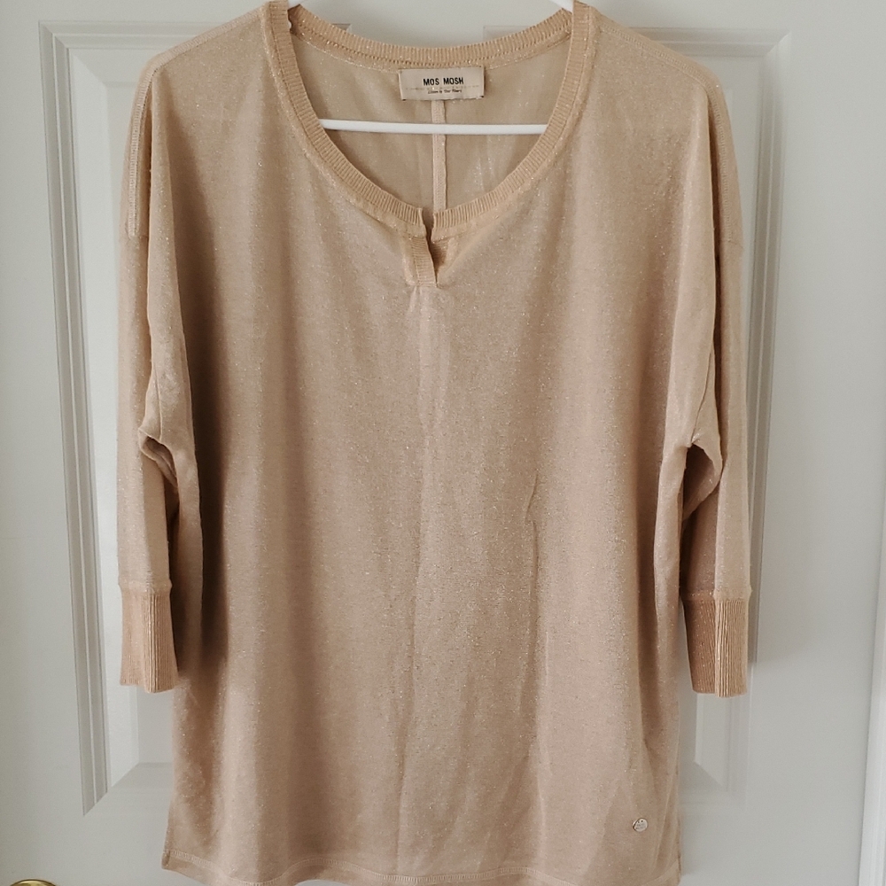 Mos Mosh Kiara 3/4 Sleeve Metallic Shimmer Blouse Size L